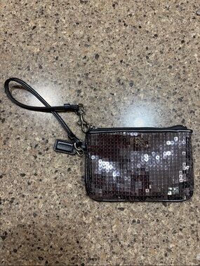 Coach Sequin Wristlet Pouch - Grey